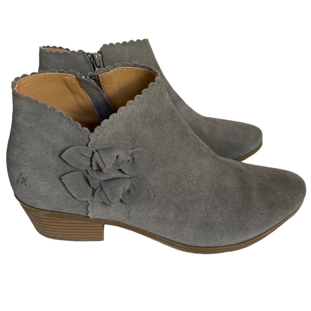 Jack Rogers Womens Booties Size 9.5 Kali Suede Ankle Boots Gray Chunky Heel - Picture 10 of 14
